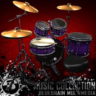 3D Model of Game-ready low polygon drum kit - 3D Render 2